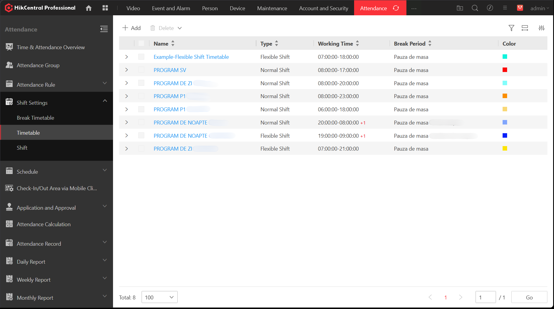 Timetable